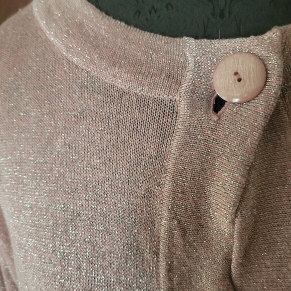 Jones New York Womens 1X Shimmer Knit Cardigan Sweater Light Pink - Picture 2 of 5